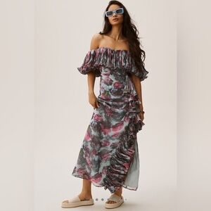 Hutch Off-the-Shoulder Ruffled Column Dress